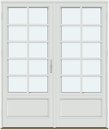 2 fløyer med panel, 4 vannrette sprosser, 1 loddrett sprosse