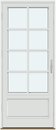 1 fløy med loddrett glass, 3 vannrette og 1 loddrett sprosse, panel⠀
