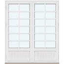 2 fløyer med panel, 5 vannrette sprosser, 1 loddrett sprosse